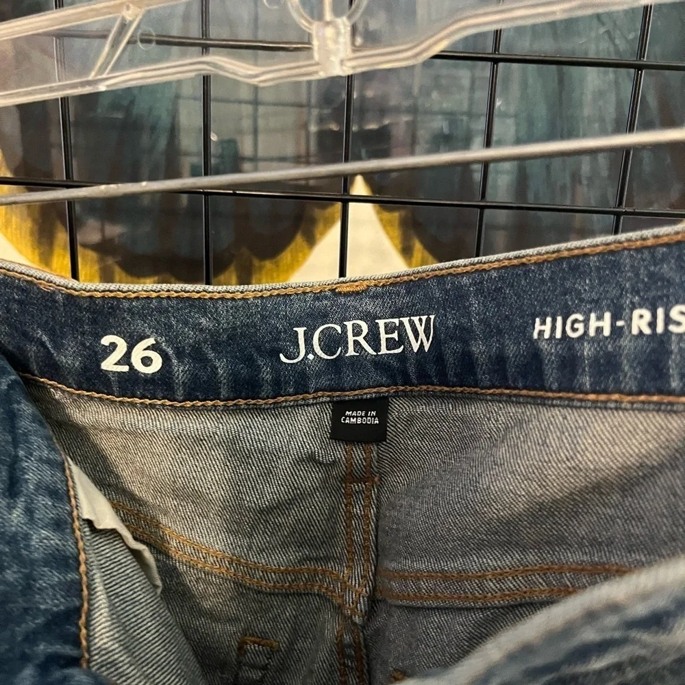 J. Crew Blue Jean Shorts High-Waisted Frayed Hem